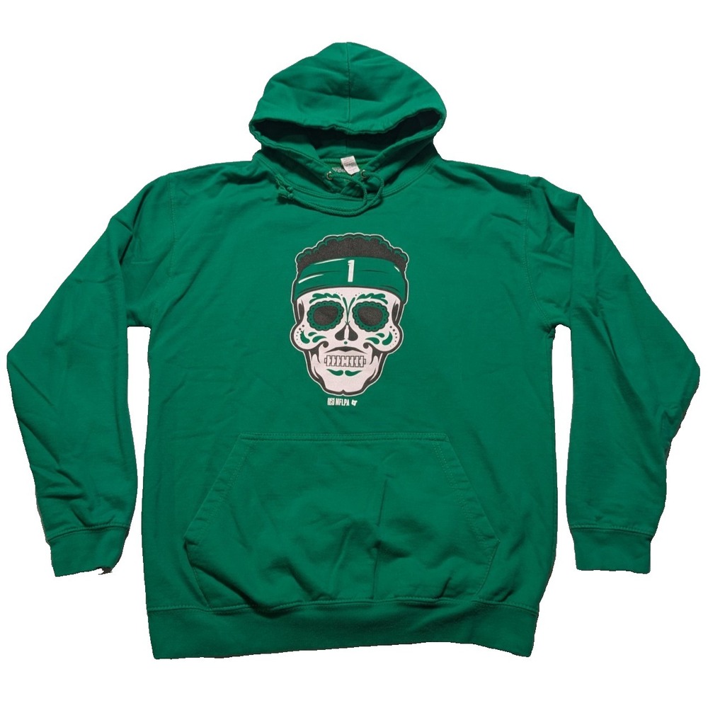 New York Jets Ahmad Sauce Gardner‎ Sugar Skull BreakingT Hoodie - Men Large